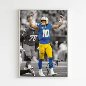 Justin Herbert Chargers Poster - Vintage Bedroom Decor & Wall Art For Sports Fans -