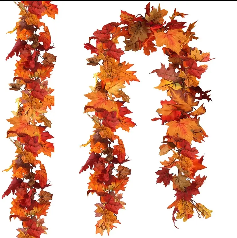 2-Pack 13 FT Artificial Fall Maple Leaf Garland, Autumn Leaves Vine for Mantel, Halloween, Thanksgiving Decor halloween decor 2026