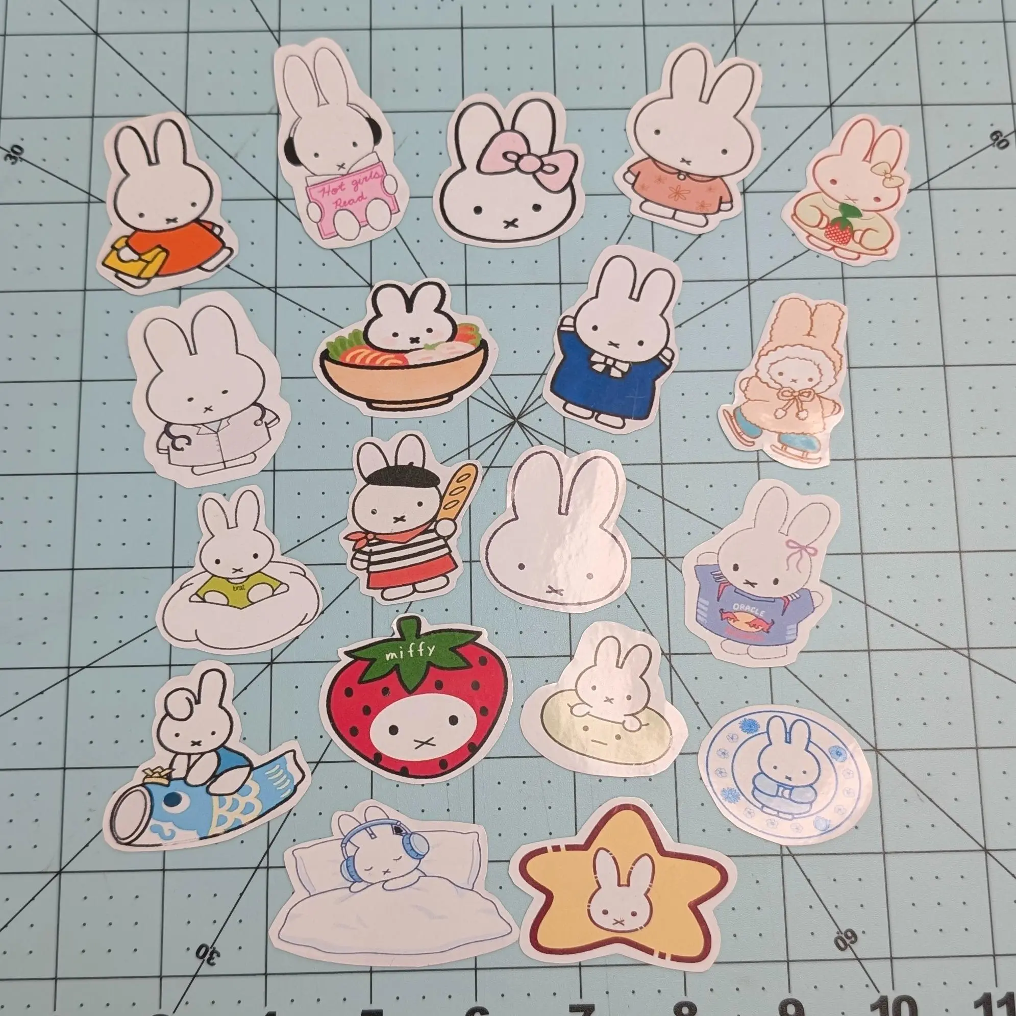 Miffy Stickers Set - 12 Unique Designs Featuring Miffy Characters in Various Poses and Scenes Perfect for Crafts and Decorations