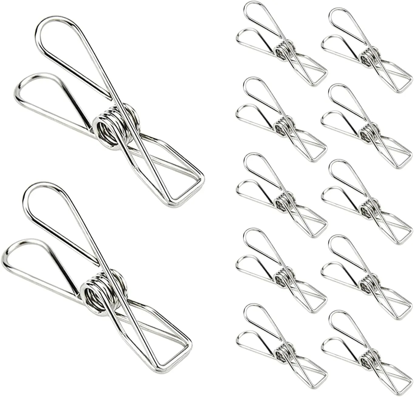 Laundry Clothes Pins Clips 50 Pack Stainless Steel Heavy Duty Laundry Peg Metal Clip Clothespins Hanging Outdoor Clothesline Snack Bags Towel Pictures Office