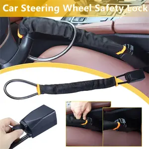 Car Steering Wheel Lock with Seatbelt Buckle, Portable Easy Install Vehicle Security Accessory, Durable Anti-Theft Device with 3 Keys, Car Accessories