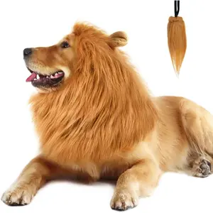Lion Mane for Dog Costumes, Realistic Wig for Medium to Large Sized Dogs, Halloween Costumes (Brown)