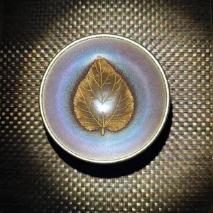 Gold-painted Wood Leaf Tenmoku Ken-zan