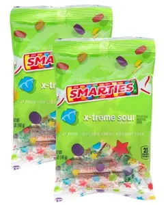 Smarties X-treme Sour Candies, Gluten-Free, Peanut-Free, Dairy-Free Extra, Perfect for Parties, Candy Mixes & Halloween, Made by US Company Since 1949, 5 oz Bag, 2-Pack