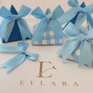 18 Piece Mini Favor Boxes, Decorative Gloss Paper with Wide Ribbon, Gift Box Design for Birthday’s , Baby Shower Gift Etc