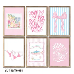 6-Piece Set, Pink Beach College-Style Wall Art, Coastal Aesthetic, Room Art, Wall Decoration, Seashell and Oyster Posters, Art Prints, Perfect for Girls' Rooms, Dorm Rooms, and Home Decor, Frameless