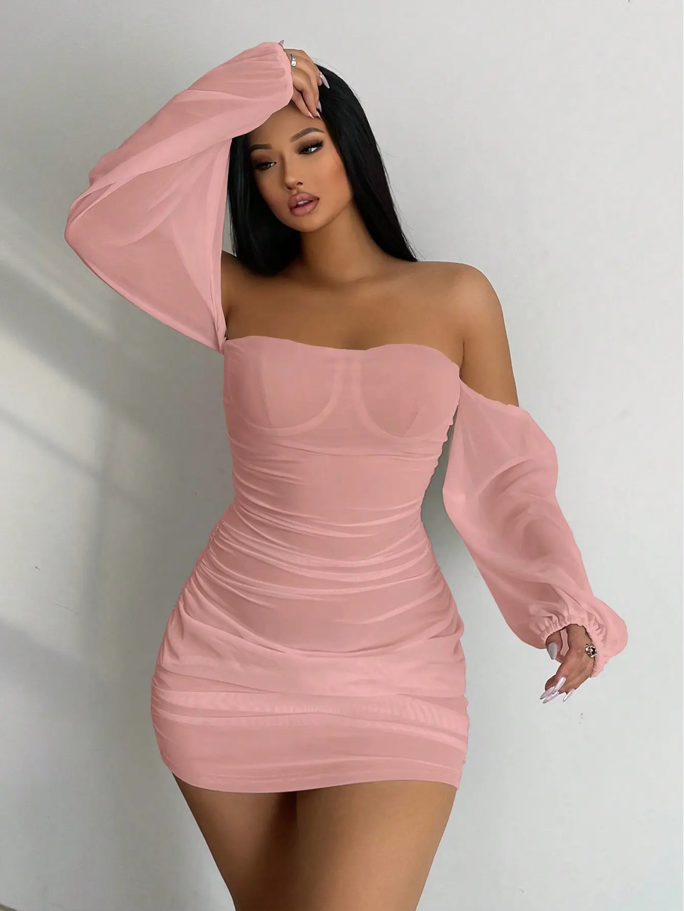 Baby Pink Bodycon Dress - Off Shoulder Mini Party Dress - TikTok Shop Baby Pink Bodycon Dress - Off Shoulder Mini Party Dress - TikTok Shop