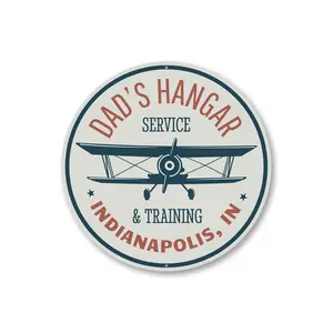 Dad's Hangar Service and Training City State Sign