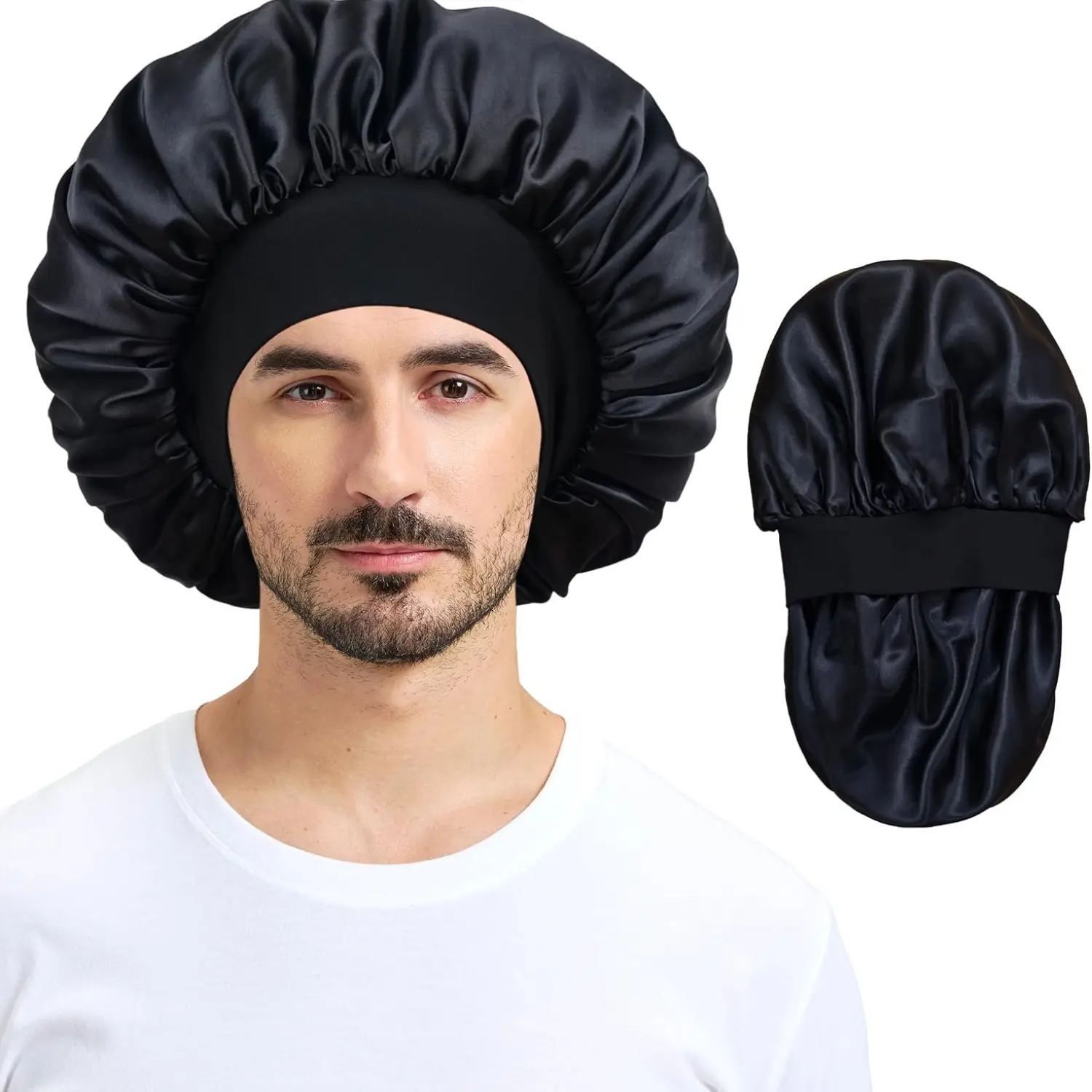 Reversible Double Layer Satin Sleep Bonnet for Men Women