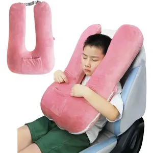 Travel Pillow for Kids & Adults, Car Pillow for Back Seat, Sleeping Support Cushion for Long Road Trips, Toddler Carseat Pillow with Removable & Washable Cover, Pink