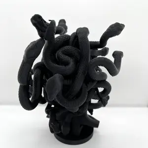Medusa Sculpture Bust Matte White or Black Decor Smooth 3D Printed PLA Lifelike Serpents Closed Eye Expression 20cm Height 286g Lightweight Shelf Ornaments