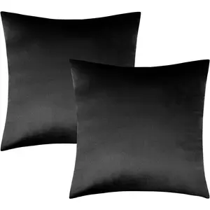 Black  Throw Pillow Covers 18x18 Inch Pack of 2 Soft Decorative Square Cushion Covers Modern Luxury  Decor for Sofa, Couch, Bedroom, Chair,Living Room,Invisible Zipper