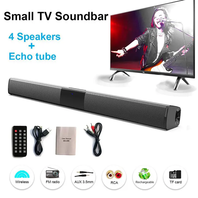 20W 4-Woofer Punch Stereo Soundbar for Smart TV, 360° Cinematic Bluetooth Surround Sound System, BT/ARC/AUX Ready, Wall Mount Compatible, Auto Boost Feature, 24/7 Online Tech Support
