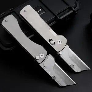 1pc Folding Utility Knife With 10 SK5 Steel Blades Titanium Alloy Pocket Knives Used for work outdoor cutting tools