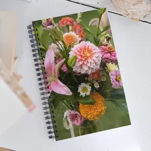 Dahlia & Lily Custom Spiral Notebook - Floral Design with Spiral Binding