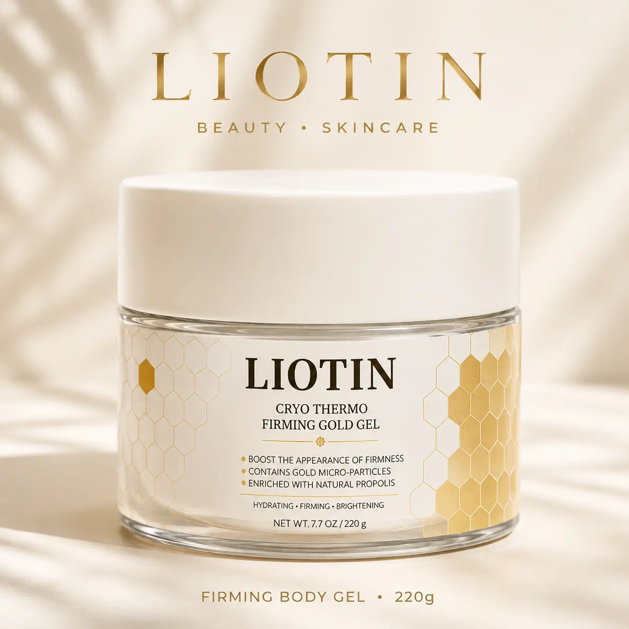 LIOTIN Gold Body Gel for Stretch Marks & Dry Skin | Lightweight Collagen Moisturizer for Firm-Looking Skin