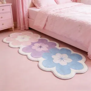 French cream style bedroom decoration bedside carpet ins style living room sofa strip carpet Nordic light luxury cloakroom lounge carpet fluffy soft reading area play area plush carpet washable kitchen bathroom toilet non-slip floor mat