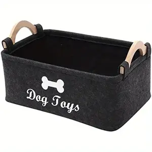 Pet Felt Storage Basket for Dogs and Cats with Handles, Collapsible Organizer for Toys and Clothes, Great Storage Solution for Home and Office
