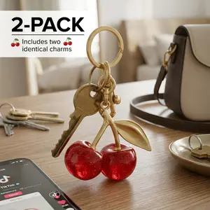 Cute Cherry Design Keychain, Fashionable Heart Decor Keychain for Women & Girls, Trendy All-match Keychain for Birthday Gift, Cherry Key Chain with Heart Clip, Cute Charms Keychain purse accessory adorable add-on
