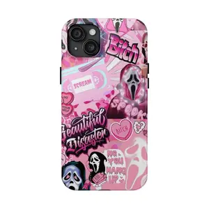 Pink Ghost Face Phone Case – Scream Movie Phone Cover for iPhone 17 16 15 14 13 12 11 Pro Max