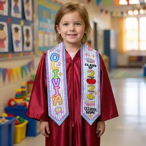 Personalized Kids Name Pencil Stole, Custom Preppy Graduation Sash, Kindergarten Class of 2026, Pre-K Graduation Gift For Daughter
