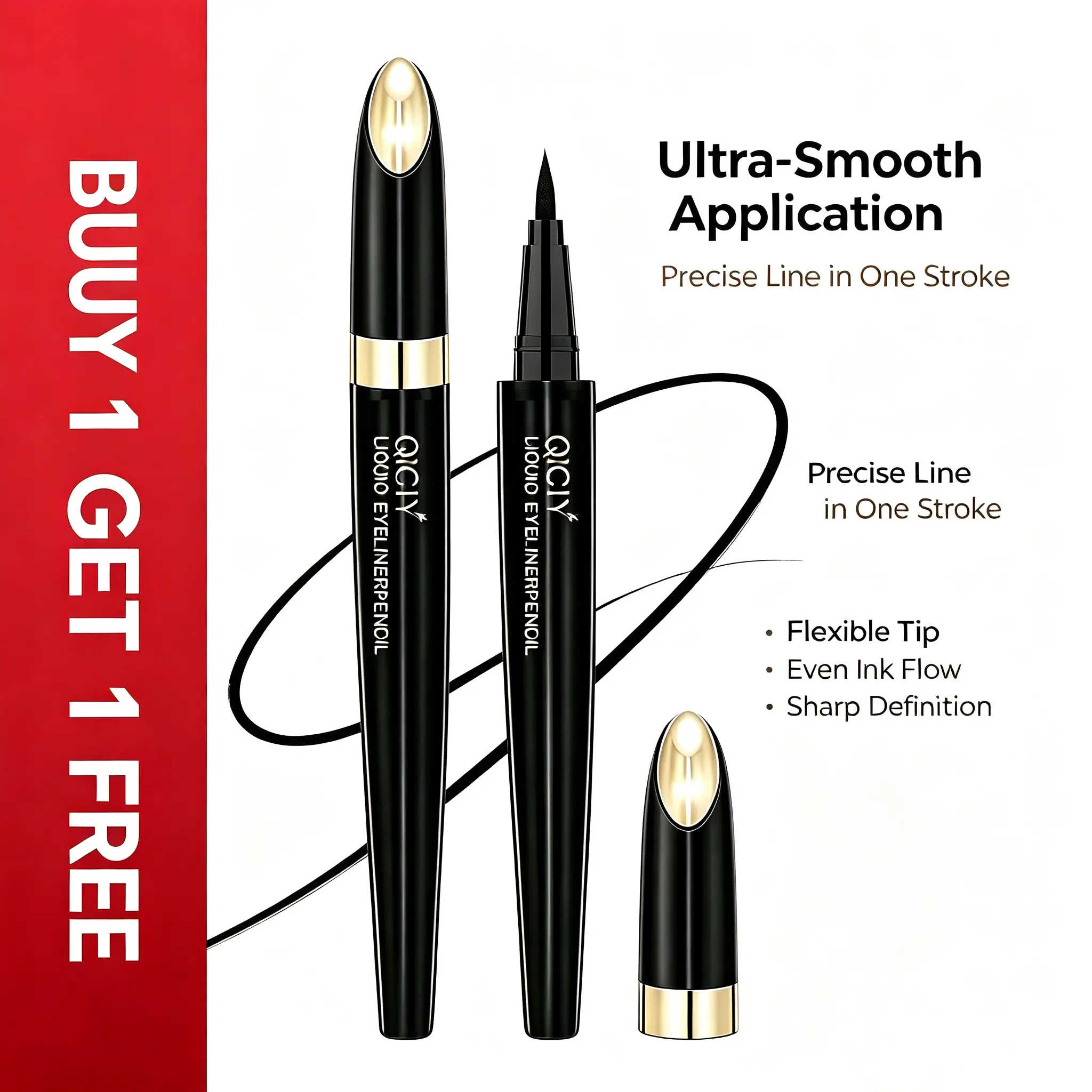 Waterproof Sweat-Resistant Smudge-Proof Eyeliner - Smooth-Line, Long-Lasting Makeup | New Promotion: Buy 1 Get 1 Free