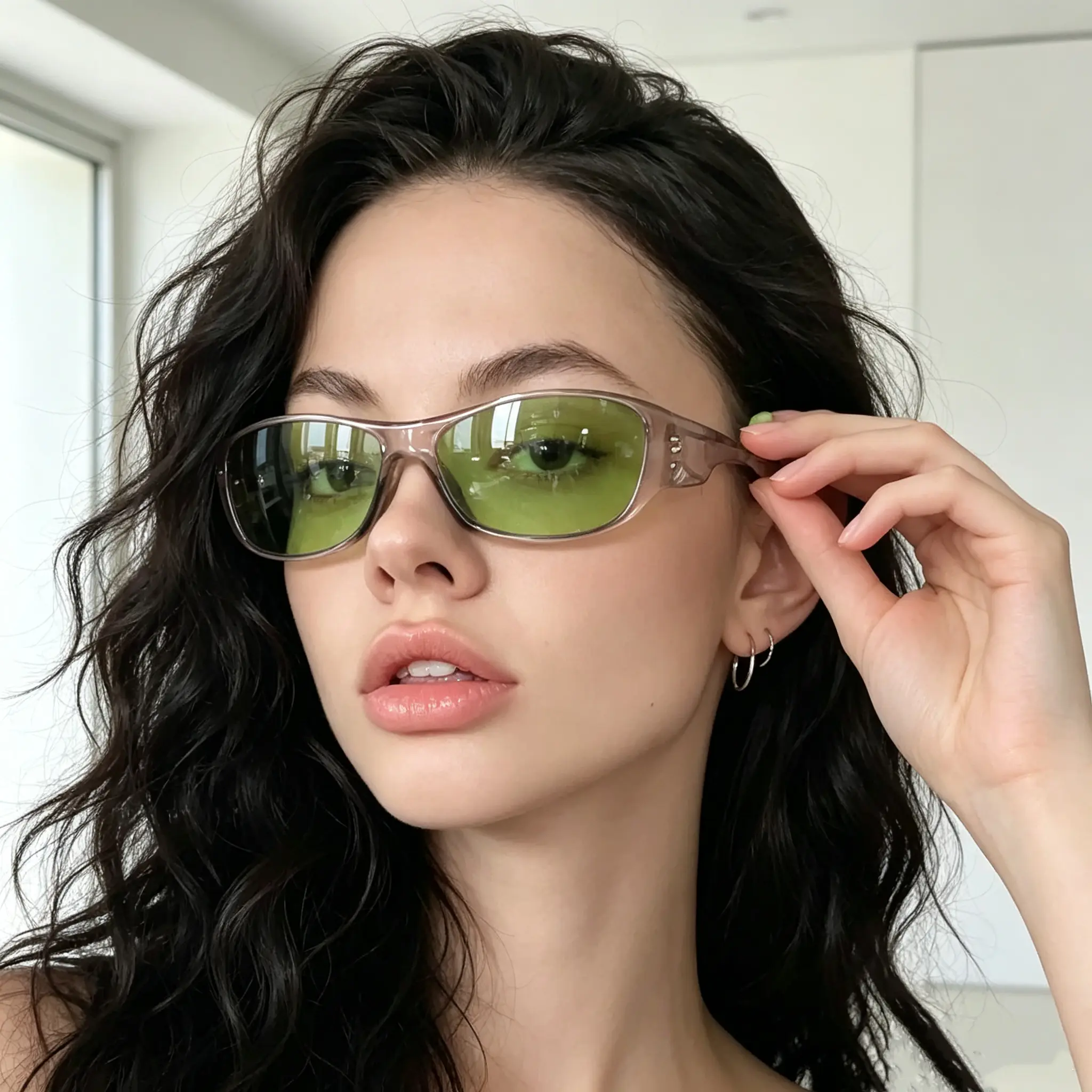 Vintage Unisex Retro Oval Green Translucent Wrap Around Sunglasses, Lightweight Metal Frame with Polycarbonate Tinted Lenses, Anti-UV Durable Eyewear for Outdoor Cycling and Casual All-Day Wear