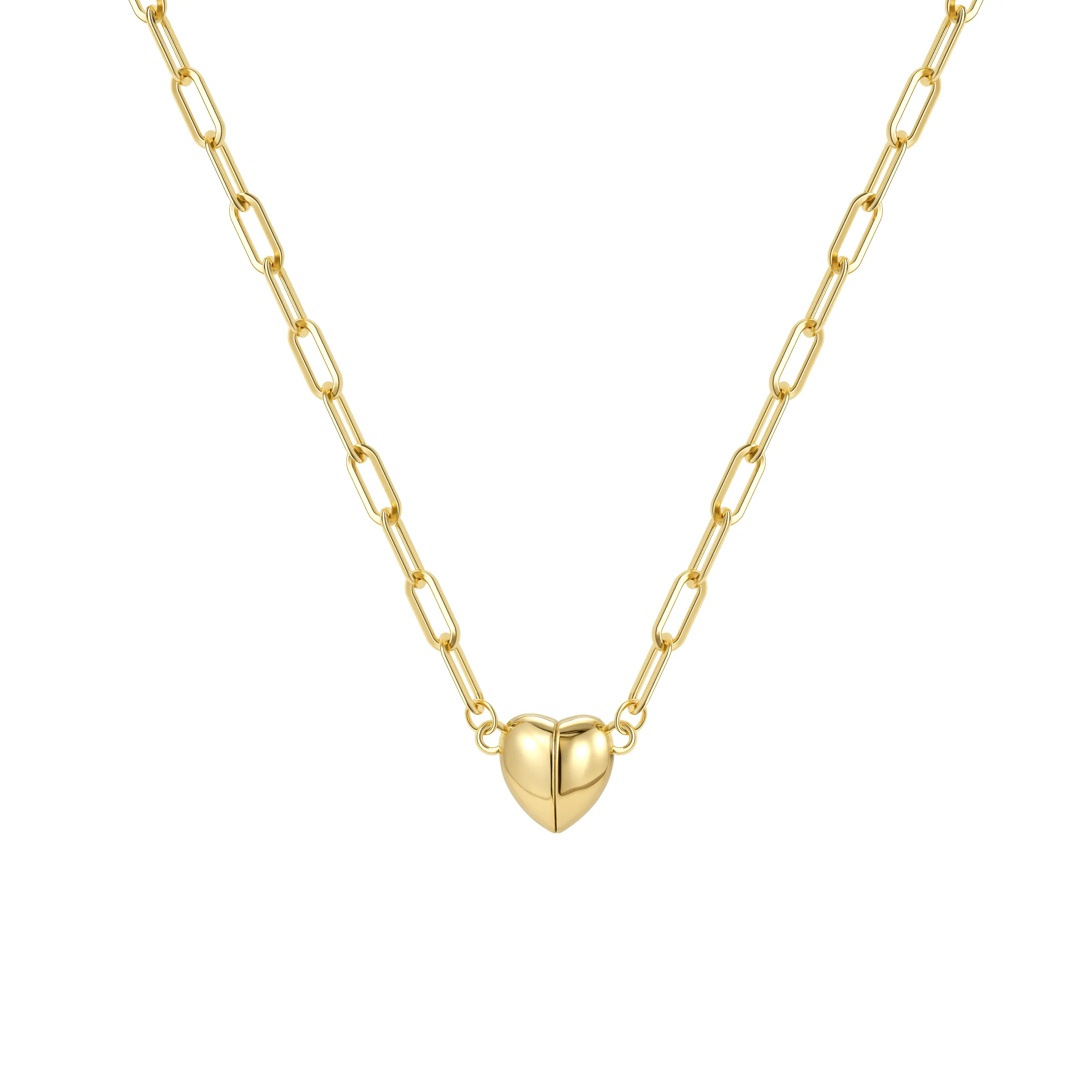 FREEKISS Gold Magnetic Heart-Shaped Paperclip Necklace - Openable for Easy Wear, Fashionable Daily Accessory for Women homeessentials