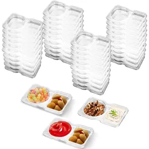 20 PCS 2-Compartment Snack Containers Leakproof Reusable Portion Control Condiment Dipping with Lids