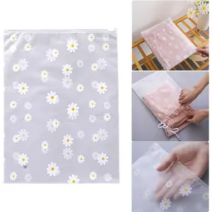 Daisy Zipper Storage Bags, Reusable Waterproof PEVA Plastic Pouches for Clothes, Shoes, Toiletries