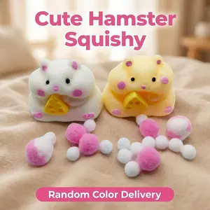 2pcs Hamster Stress Relief Toys, Cute Unisex Fidget Toys, Kawaii Squishies, Squishy Set, 6cm Tall, 60g Weight, Model 2411xy08, No Battery Required