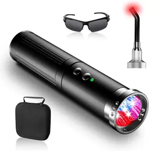 Red Light Therapy Wand, Portable Handheld Red & Infrared Light Therapy Device with 5 Wavelengths (460/630/660/850/900nm), 10Hz Pulse, Smart Memory, Rechargeable for Face & Body Care