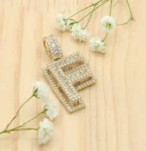 10KT SMALL CZ "F" LETTER PENDANT Weight 4.2GR