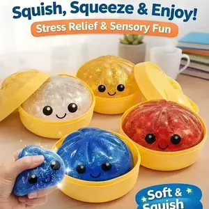 Expressive Big Dumpling Squishy - Blind Box, Mysecret Bun Fidget Toy, Soft TPR Material, Stress Relief, Unboxing Surprise, Random Style per Pack.Valentine's Day and Easter gifts, suitable for children to exchange gifts-Random Color 1 pcs Dumpling Toy