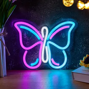 Butterfly Neon Light, Neon Light Sign, Indoor Bedroom Study Room Party Wall Decor, USB Powered, No Plug, Perfect Gift for Kids' Room & Festivals