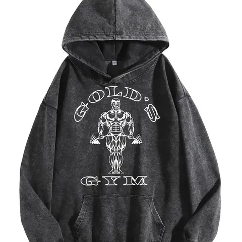 Holafish Women's GYM Print Acid Wash Hoodie Essential For GYM Fitness Enthusiasts Vintage 2026 Hoodie Oversized Loose Fit Winter Warm Streetwear Casual Tunic graphic