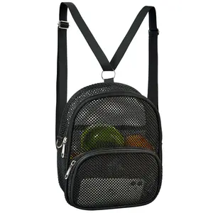 Mini Mesh Backpack, Lightweight See Through Small Daypack, Fashion Mesh Shoulder Bag with Detachable Strap for Commuting, Travel, Beach, Outdoor Sports