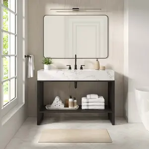 Modway Gridiron 48" Bathroom Vanity in White Black Modway Gridiron 48" Bathroom Vanity in White Black