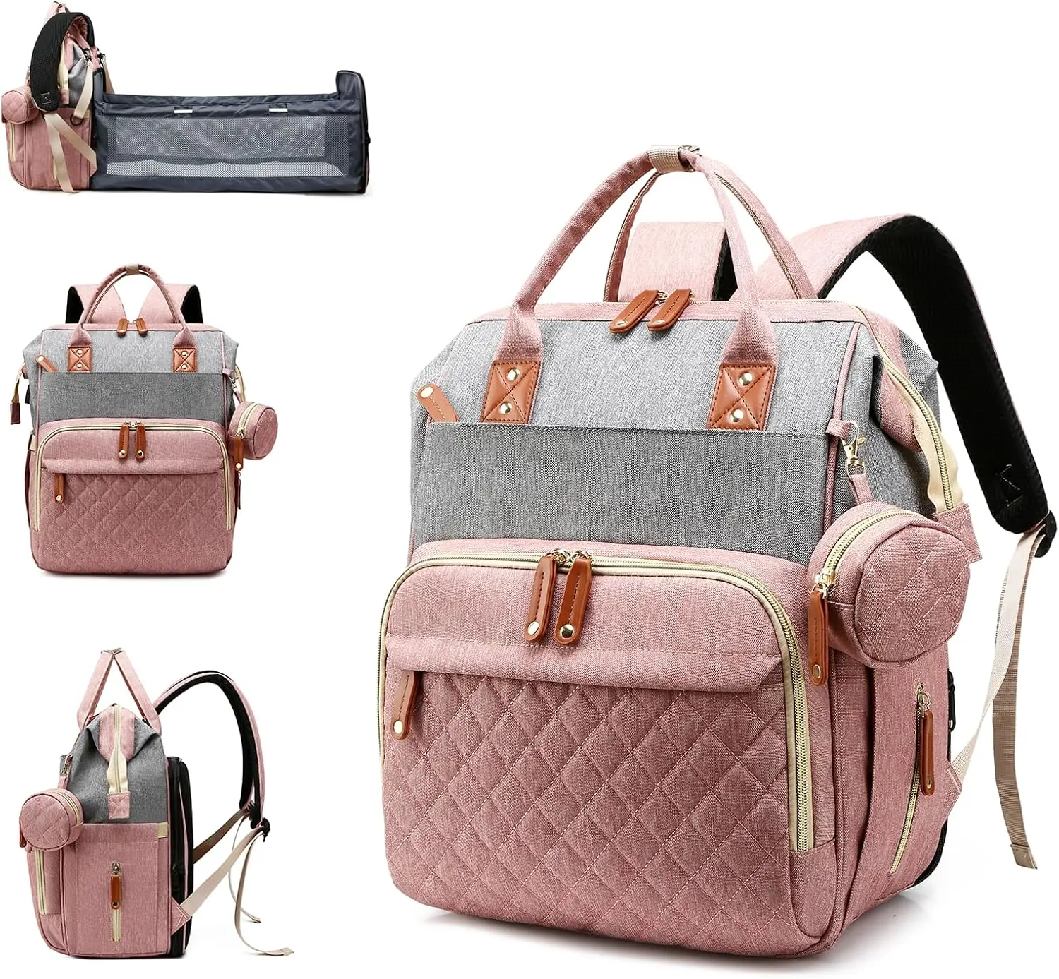 Diaper Bag Backpack with Changing Station, Waterproof Large Capacity, Baby Bag for Mom & Dad, 18 Pockets+USB Port, Foldable Changing Pad, Travel Backpack for Newborn Essentials, Baby Gift
