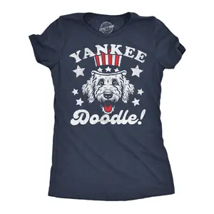 Womens Funny T Shirts Yankee Doodle Dog Sarcastic Fourth Of July Graphic Novelty Tee for Ladies Funny Womens T Shirts Cute Vintage Fashion Casual Ladies T-Shirt Gift Patriotic Tops for Women Funny Dog Top Navy -