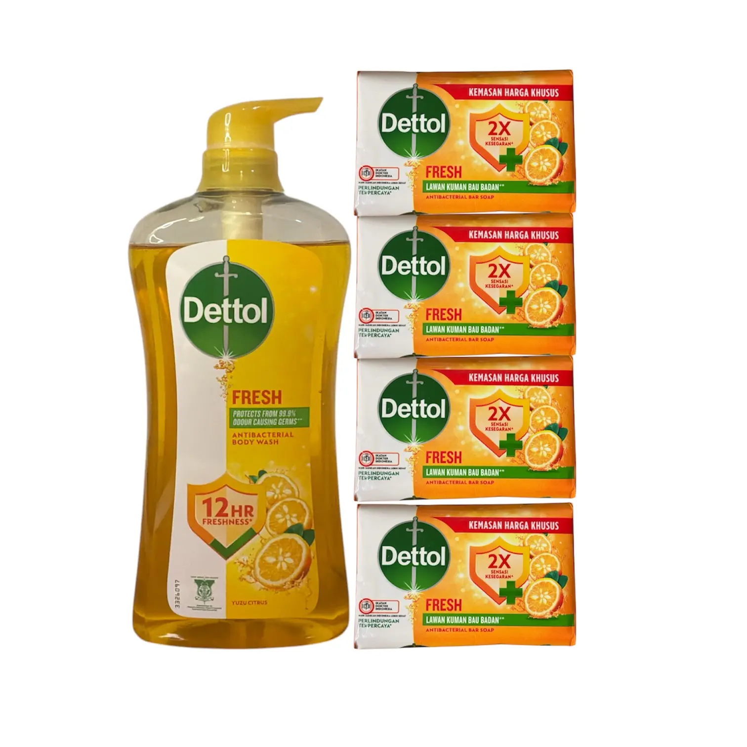 Dettol Fresh Body Wash (950g) & 4-Pack Assorted Variation Soap Bars (100g Each) (Multiple Variations)