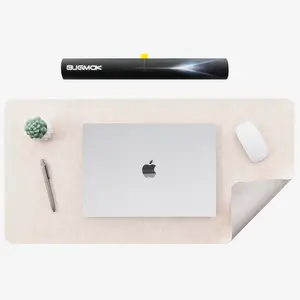 BJGMOK Extra Large Keyboard Pad - Anti-Slip PU Leather Desk Pad, Spill-Resistant Design, 31.5" x 15.7", Double Sided, Thickened Off-White Desk Protector Pad Mouse pad office keyboard pad