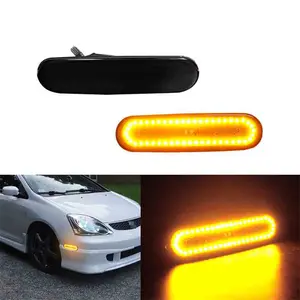 2PCS Smoke Lens Amber LED Front Side Marker Light For Honda Civic Si EP3 3DR 2002 2003 2004 2005 Replace OEM 33801-S5T-A01, 33801 S5T A01, 33801S5TA01