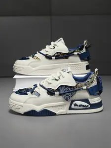 Colorblock Patterned Fashionable Casual Sneakers, Thick Soled Sneakers, Thick Sole Design, Rubber, Trendy Sporty Style Shoes for Men & Women, Perfect for Daily Wear, Walking Shoes