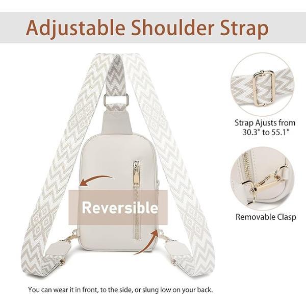 Vegan Leather Sling Bag, Crossbody Bags for Women and Men with Detachable Shoulder Strap, RFID Blocking Bag for Hiking Travel and Daily Use, Machine Washable Casual Crossbody Leather Bag, Beige