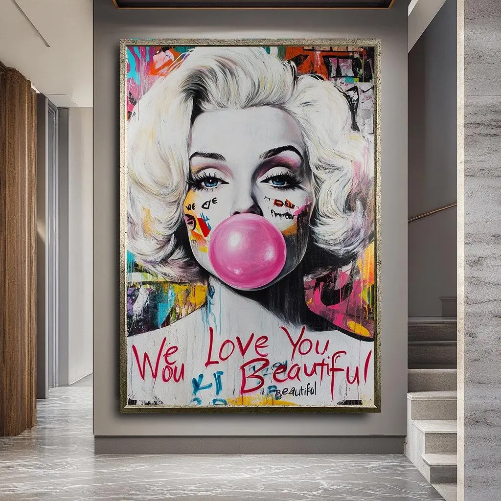 Bubblegum Woman Art Print, Vibrant Print, Fun and Quirky Wall Decor, Modern Pop Art Illustration, Fashion Canvas Art, Strange Home Decoration, Artwork For Walls, Unique Artwork