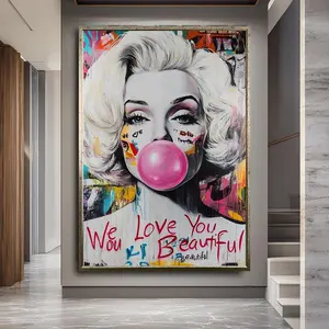 Bubblegum Woman Art Print, Vibrant Print, Fun and Quirky Wall Decor, Modern Pop Art Illustration, Fashion Canvas Art, Strange Home Decoration