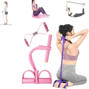 Multi-Function Tension Rope – 6 Tube Resistance Bands with Handles – Sit Up Exercise Equipment Home Gym Tummy Trainer for Men Women