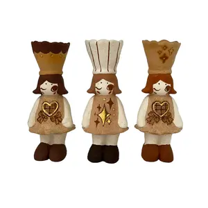 Retro Handmade Ceramic Dessert Girl Figurine Aroma Diffuser Base Home Decor