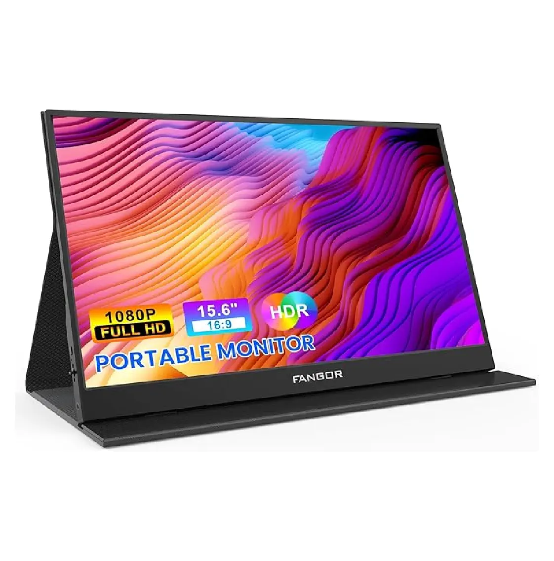 Portable Monitor FANGOR 15.6" FHD 1080P FHD IPS Laptop Monitor USB C HDMI computer Display HDR Eye Care Travel Monitor for Laptop External Screen w/Smart Cover for PC Mac Xbox PS4/5 Switch
